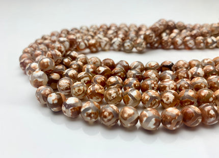 6 mm 8 mm 10 mm AAA DZI Tibetan Agate Faceted Round Multi Brown Color Football Agate Gemstone Loose Beads #2376