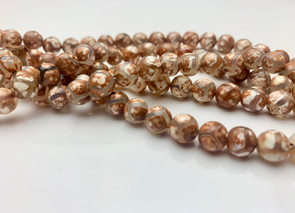 6 mm 8 mm 10 mm AAA DZI Tibetan Agate Faceted Round Multi Brown Color Football Agate Gemstone Loose Beads #2376