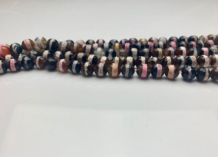 6 mm 8 mm 10 mm 12 mm DZI Tibetan Agate Faceted Round Black Pink And White Color Tibetan Agate Gemstone Loose Beads #2379