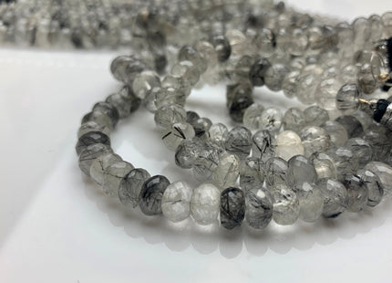 8mm 9mm 10mm AAA Gorgeous 100% Natural Black Rutilated Quartz Faceted Rondelle Gemstone Beads Top Quality Black Rutile Quartz 8 Inches# 2481