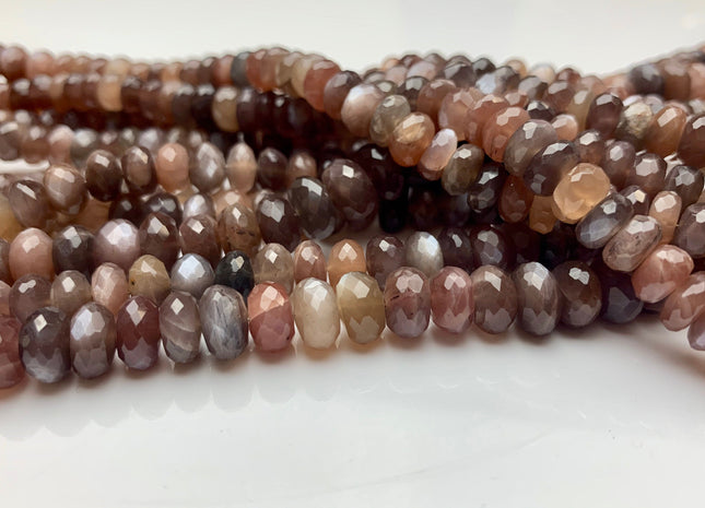 6mm 8mm 9mm AAA Gorgeous 100% Natural Chocolate Moonstone Faceted Rondelle Gemstone Beads Top Quality Moonstone Beads 8 Inches Strand # 2480