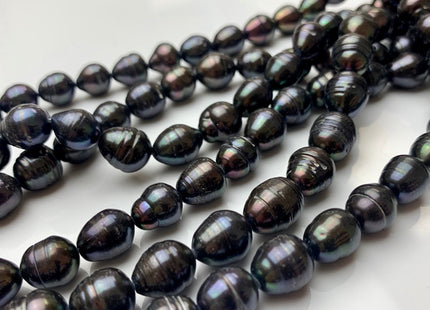9x11 mm Dark Peacock/Green Color Freshwater Rice/Oval Pearls Genuine Black Peacock Rice/Oval Freshwater Pearls #1669