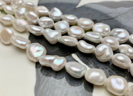 8x11-13 mm AAA Half Strand High Luster Natural White Keshi Nugget Freshwater Pearl Beads Center Drilled Keshi Nugget Pearls #1671