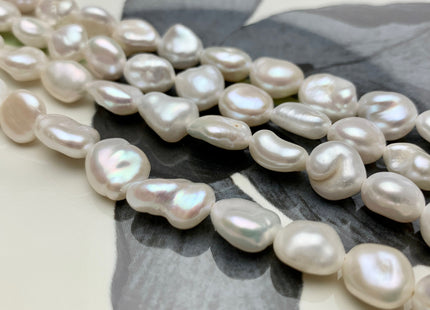 8x11-13 mm AAA Half Strand High Luster Natural White Keshi Nugget Freshwater Pearl Beads Center Drilled Keshi Nugget Pearls #1671