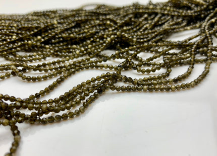 BEST DEAL 2.5 mm AAA Faceted Round Gold Obsidian Gemstone Beads Genuine Natural Gold Sheen Obsidian Loose Beads 13 Inches Strand #2501