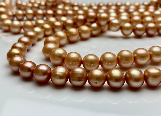 9 - 10 mm AA Gold Champagne Potato Freshwater Pearl Beads Genuine Champagne Freshwater Pearls Gold Freshwater Pearl Beads #136