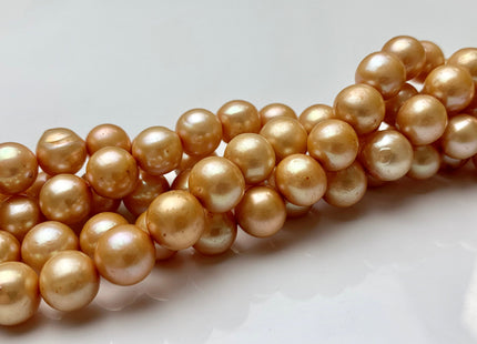 9 - 10 mm AA Gold Champagne Potato Freshwater Pearl Beads Genuine Champagne Freshwater Pearls Gold Freshwater Pearl Beads #136