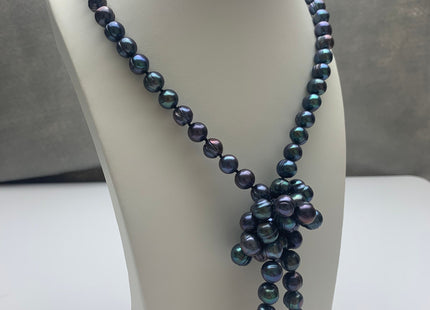 40 Inches Hand Knotted 9-10 mm Potato Peacock Color Freshwater Pearl Necklaces Long Pearl Necklace #1677