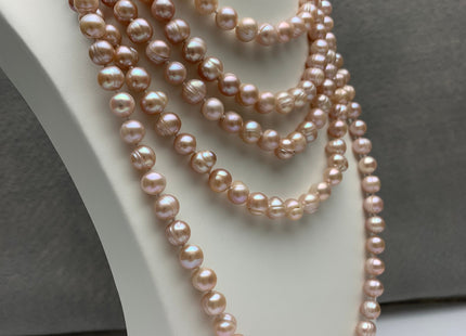 40 Inches Hand Knotted 9-10 mm Potato Natural Pink Color Freshwater Pearl Necklaces Long Pearl Necklace #1678
