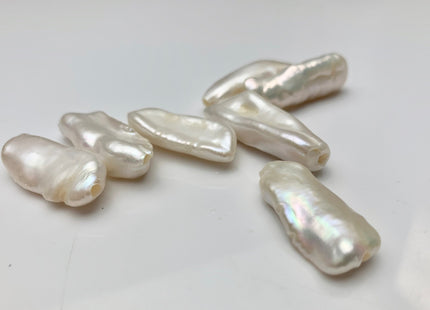 One Piece 10-13x26-33 mm AAA Large Hole Natural White Biwa Stick Pearl Beads Hole Size 2.2 mm High Luster Large Hole Biwa Pearl #1675