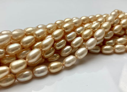 6x8-10 mm AAA Champagne Color Freshwater Pearls Long Rice/Oval Shape Pearl Beads Genuine High Quality Freshwater Pearls. #1680