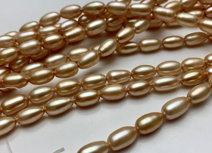6x10-11 mm AAA Champagne Or Gray Color Freshwater Pearls Long Rice/Oval Shape Pearl Beads Genuine High Quality Freshwater Pearls #1681