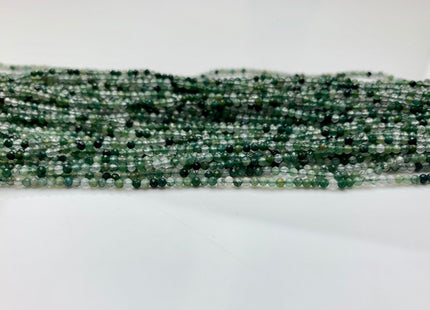 2.5 mm Faceted Round Tiny Moss Agate Gemstone Beads 13 Inches Strand #2502