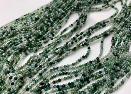 2.5 mm Faceted Round Tiny Moss Agate Gemstone Beads 13 Inches Strand #2502