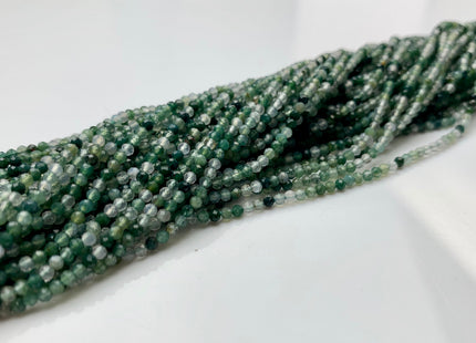 2.5 mm Faceted Round Tiny Moss Agate Gemstone Beads 13 Inches Strand #2502