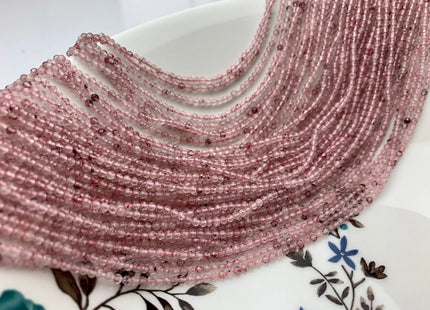 2 mm Faceted Round Tiny Pink Strawberry Quartz Gemstone Beads 13 Inches Strand #2510