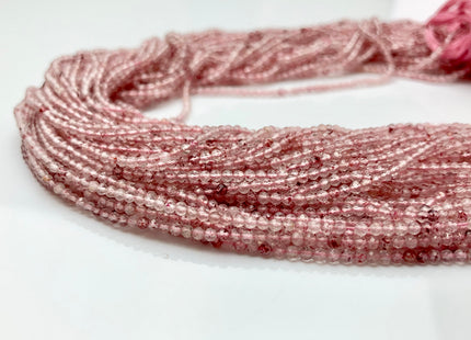 2 mm Faceted Round Tiny Pink Strawberry Quartz Gemstone Beads 13 Inches Strand #2510