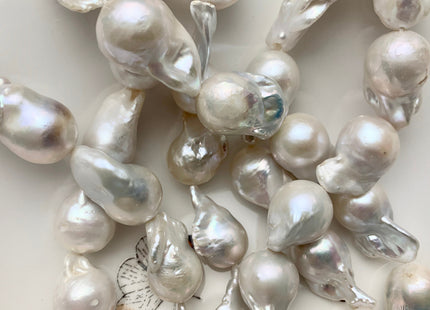 15x20-17x30 mm AA Natural White Freshwater Baroque Pearl Beads Genuine High Luster And Quality Natural White Baroque Pearls #1683