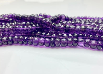 6mm 7mm 8mm AAA Top Quality 100% Natural Faceted Rondelle Amethyst Gemstone Beads Genuine Natural Amethyst Beads 8 Inches Strand #2082