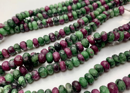 7mm 8mm AAA Top Quality 100% Natural Faceted Rondelle Ruby Zoisite Gemstone Beads Genuine Ruby Zoisite Loose Beads 8 Inches Strand #2514