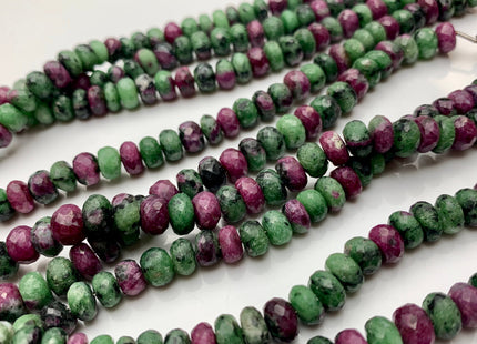 7mm 8mm AAA Top Quality 100% Natural Faceted Rondelle Ruby Zoisite Gemstone Beads Genuine Ruby Zoisite Loose Beads 8 Inches Strand #2514