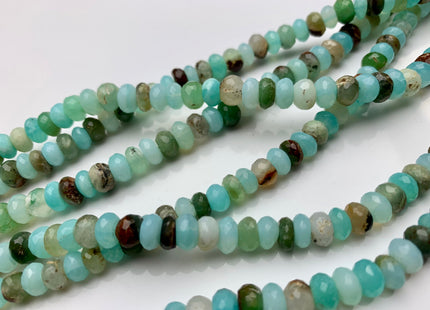 7mm 8mm AAA Top Quality 100% Natural Faceted Rondelle Peruvian Opal Gemstone Beads Genuine Peruvian Blue Opal Beads 8 Inches Strand #2515