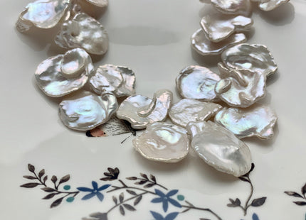 23-28 mm AAA High Luster Natural White HUGE Keshi Paddle Freshwater Pearl Beads Top Drilled Natural White CornFlake Keshi Pearls #1686
