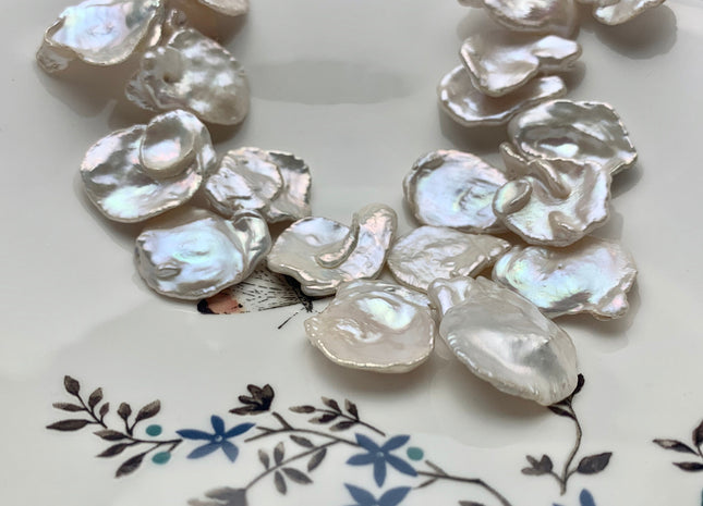 23-28 mm AAA High Luster Natural White HUGE Keshi Paddle Freshwater Pearl Beads Top Drilled Natural White CornFlake Keshi Pearls #1686