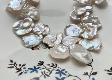 23-28 mm AAA High Luster Natural White HUGE Keshi Paddle Freshwater Pearl Beads Top Drilled Natural White CornFlake Keshi Pearls #1686