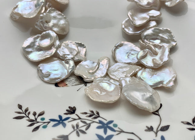 23-28 mm AAA High Luster Natural White HUGE Keshi Paddle Freshwater Pearl Beads Top Drilled Natural White CornFlake Keshi Pearls #1686