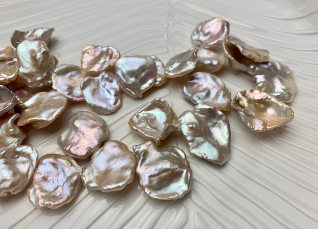 20-25 mm AAA HUGE High Luster Natural Pink Mauve Seaweed Keshi Freshwater Pearl Beads Top Drilled Natural Color CornFlake Keshi Pearl #1687