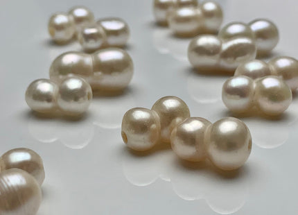 9x12-16 mm Large Hole Natural White Peanut Shape Freshwater Pearl Beads Hole Size 2.2 mm Genuine Natural White Large Hole Pearls # 1698