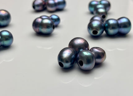 9x12-16 mm Large Hole Peacock Color Peanut Shape Freshwater Pearl Beads Hole Size 2.2 mm Genuine Peacock Color Large Hole Pearls # 1700