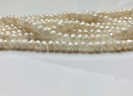 7mm 8mm 9mm 10mm AAA Top Quality 100% Natural White Faceted Rondelle Silverite Coated Beads Genuine Silverite Beads 8 Inches Strand  #2520