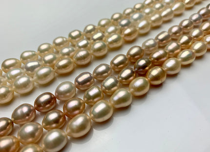 8.5x11 mm AA High Luster Rice/Oval Natural Pink Or Pale Peach Freshwater Pearl Beads Genuine Natural Color Freshwater Pearls. #1703