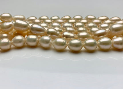 8.5x11 mm AA High Luster Rice/Oval Natural Pink Or Pale Peach Freshwater Pearl Beads Genuine Natural Color Freshwater Pearls. #1703