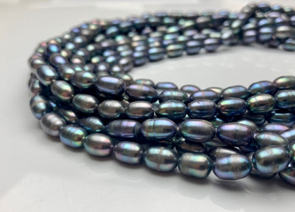 6x9-12 mm Peacock Color Freshwater Pearls Long Rice/Oval Shape Pearl Beads Genuine Peacock Freshwater Pearls. #1702