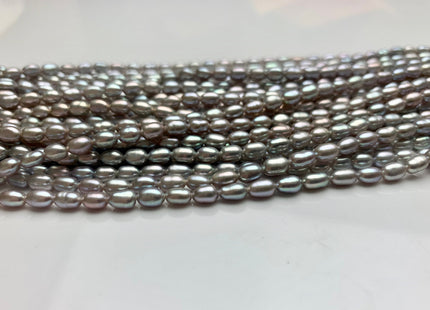 3.5-4x5-6 mm AAA Tiny Gray Color Rice / Oval Shape Freshwater Pearls Genuine Smooth And Shiny Freshwater Pearl Seed Beads #1409