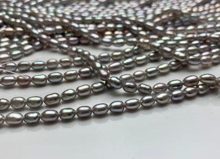 3.5-4x5-6 mm AAA Tiny Gray Color Rice / Oval Shape Freshwater Pearls Genuine Smooth And Shiny Freshwater Pearl Seed Beads #1409
