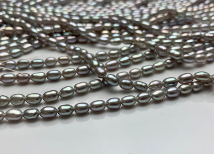 3.5-4x5-6 mm AAA Tiny Gray Color Rice / Oval Shape Freshwater Pearls Genuine Smooth And Shiny Freshwater Pearl Seed Beads #1409