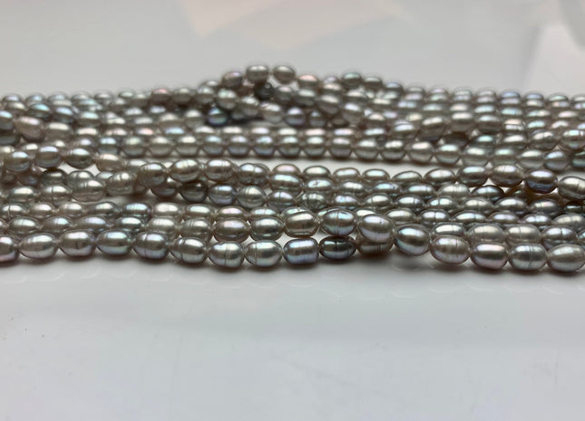 4x6-7 mm Gray Color Rice / Oval Freshwater Pearls Genuine Freshwater Pearl Beads High Luster Freshwater Pearls #1705