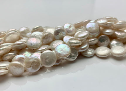 9-11 mm OR 12-13 mm AAA High Luster Natural White Flat Coin Freshwater Pearl Beads Genuine Natural White Freshwater Coin Pearls #1706