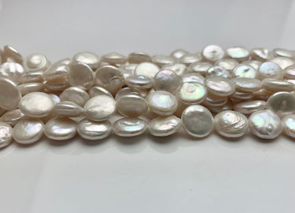 9-11 mm OR 12-13 mm AAA High Luster Natural White Flat Coin Freshwater Pearl Beads Genuine Natural White Freshwater Coin Pearls #1706