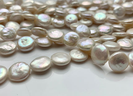 9-11 mm OR 12-13 mm AAA High Luster Natural White Flat Coin Freshwater Pearl Beads Genuine Natural White Freshwater Coin Pearls #1706