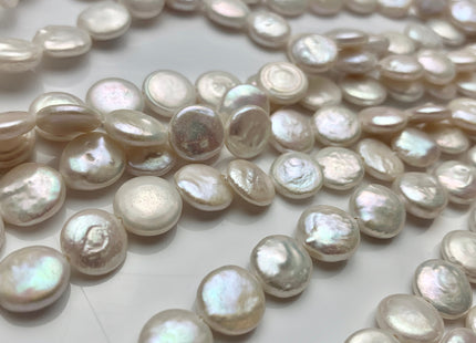 9-11 mm OR 12-13 mm AAA High Luster Natural White Flat Coin Freshwater Pearl Beads Genuine Natural White Freshwater Coin Pearls #1706