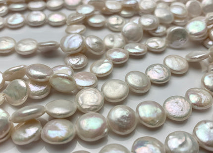 9-11 mm OR 12-13 mm AAA High Luster Natural White Flat Coin Freshwater Pearl Beads Genuine Natural White Freshwater Coin Pearls #1706