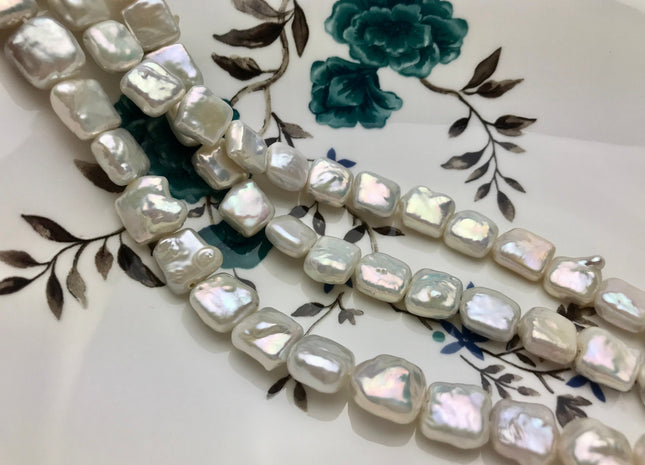 10 mm AA Rare Natural White Square Coin Freshwater Pearl Beads Genuine High Luster Square Coin Shape Freshwater Pearls #1874