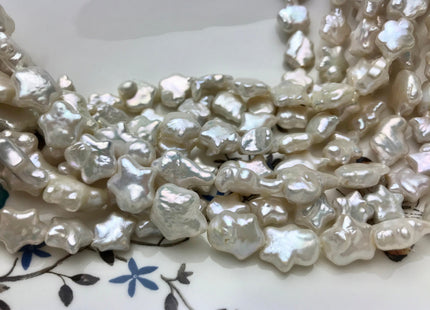 10-12 mm Rare Star Flower Shape Genuine Freshwater Pearl Beads in Natural White, Seaweed OR Peach Colors, Limited Edition #104