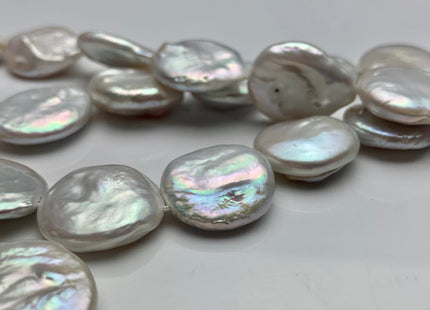 15-23mm Natural White Large Coin Freshwater Pearl Beads Large Size Flat Coin Pearls #1709