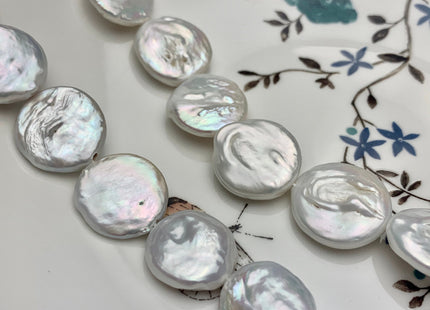 15-23mm Natural White Large Coin Freshwater Pearl Beads Large Size Flat Coin Pearls #1709